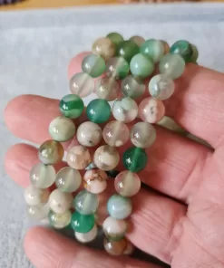 Green flower agate crystal bracelet